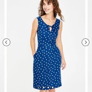 Boden Rae Dress in blue and white pokadots 6